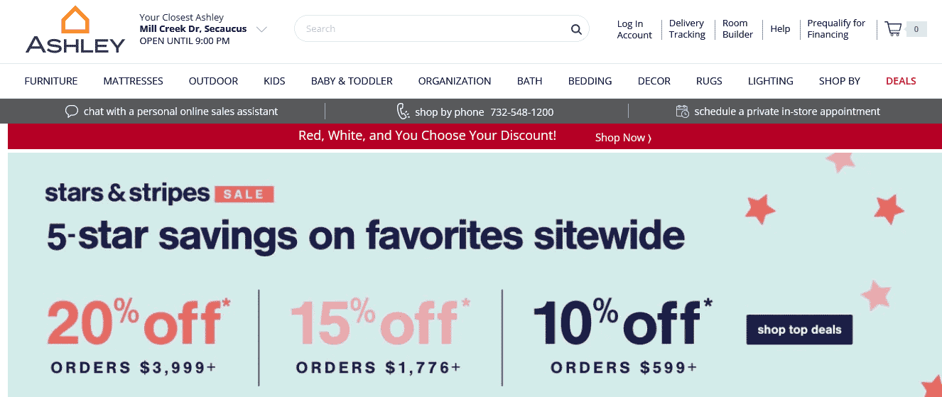 Ashley Furniture website