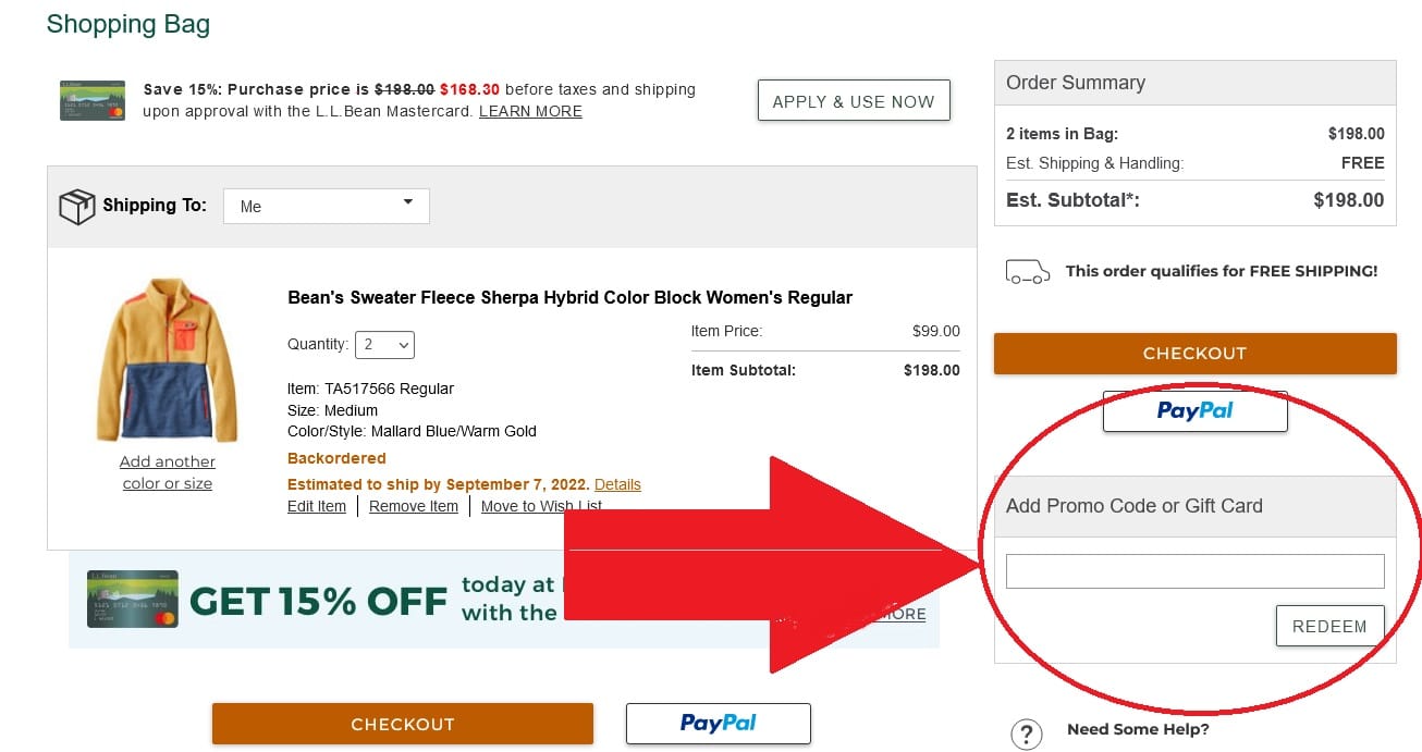How to use the L.L. Bean coupon