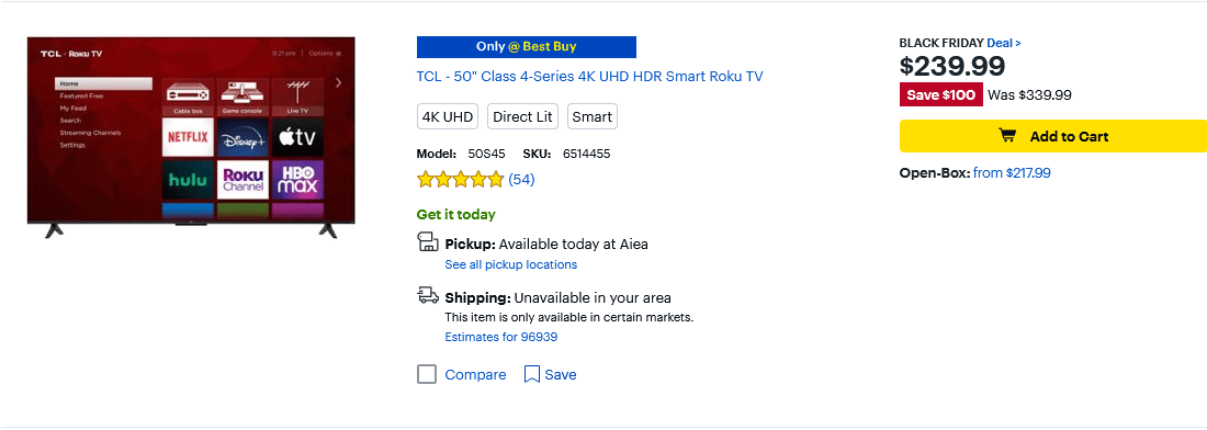 Best Buy big screen tv