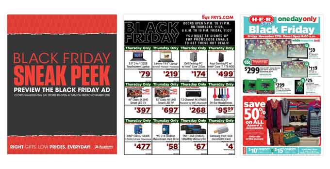 Three New Black Friday Ads Posted! Academy Sports, HEB, & Fry’s Electronics Sneak Peek!
