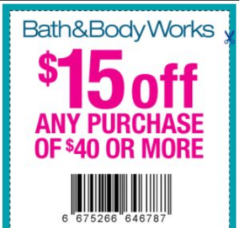 bath and body works $15 off $40