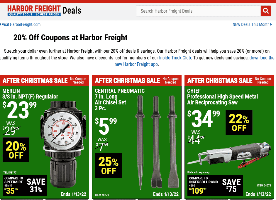 20% Off Coupons at Harbor Freight