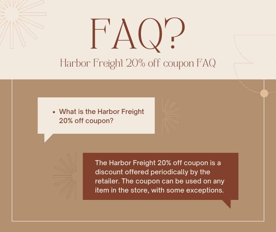 Harbor Freight 20% off coupon FAQ