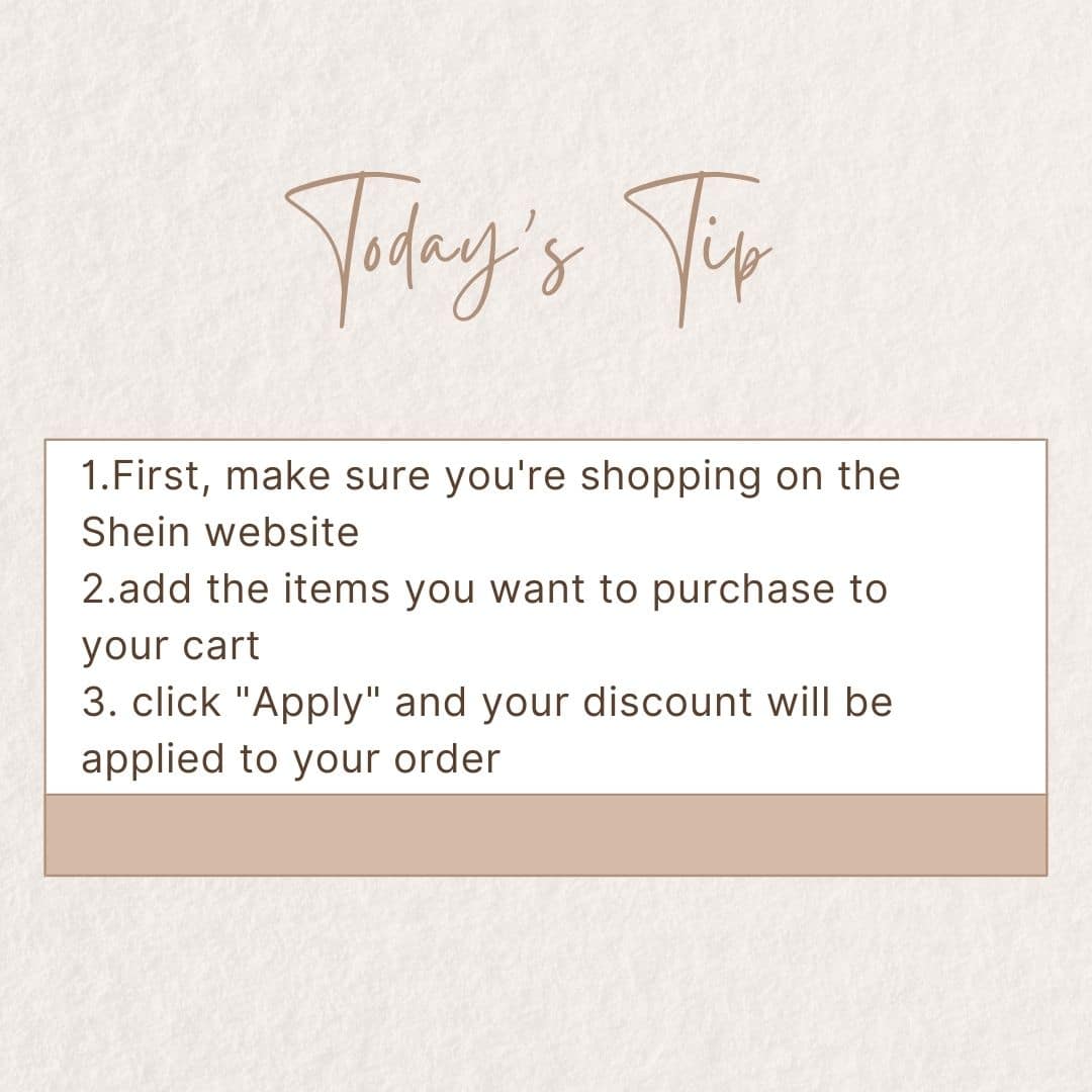 Tips Use a Shein coupon code to get 30% off your order