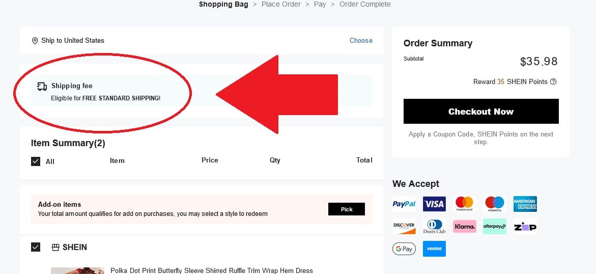 shein free shipping code