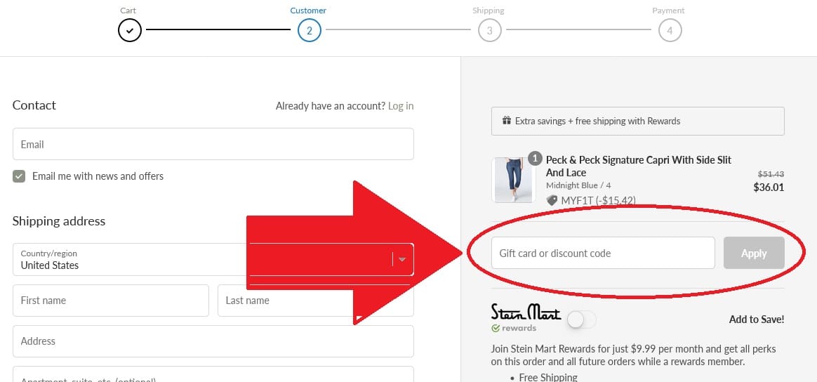 How to redeem Stein Mart codes