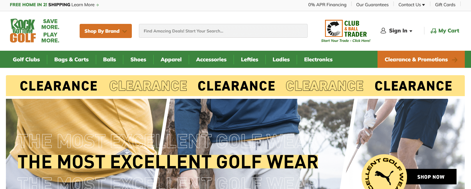rock bottom golf website