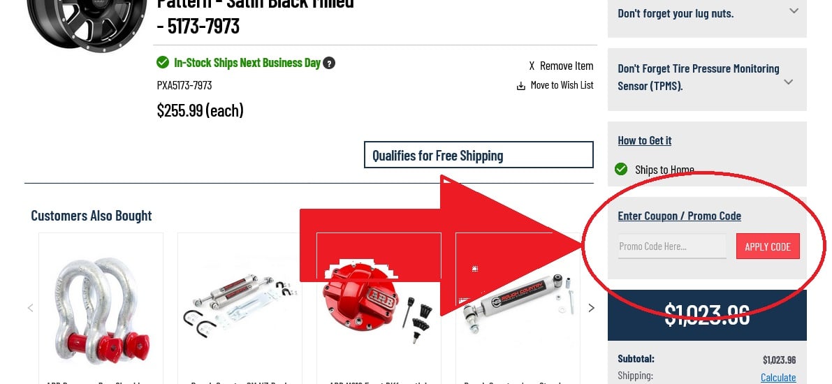 How to redeem 4 Wheel Parts coupon codes