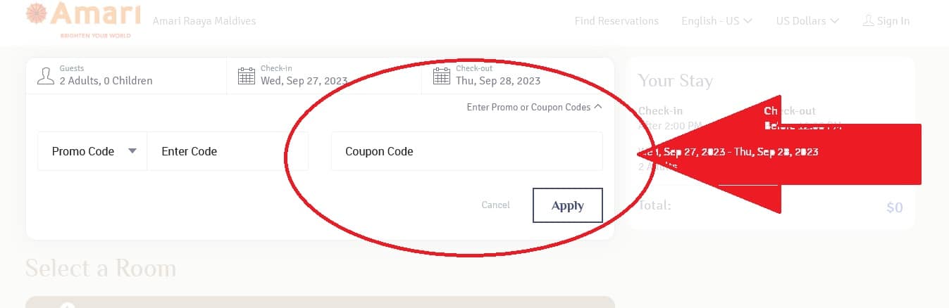 How to redeem Amari coupon codes