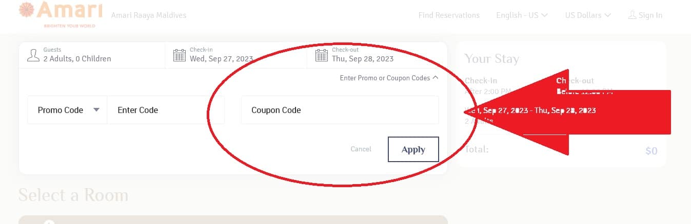 How to redeem Amari coupon codes